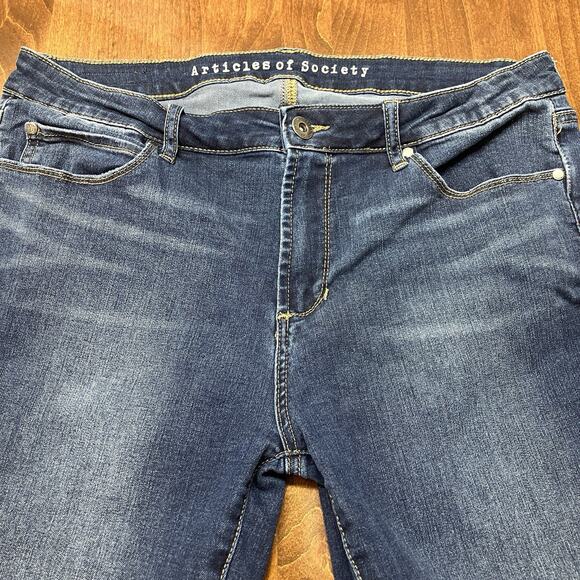 Articles of Society Jeans Womens 31 Dark Wash Blue Denim Raw Hem Stretch Skinny - Picture 3 of 16